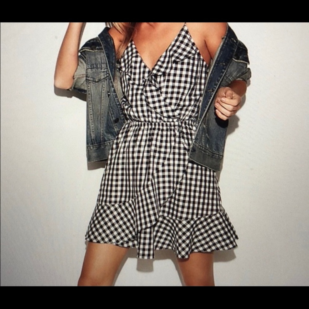 Gingham Ruffle Wrap Dress